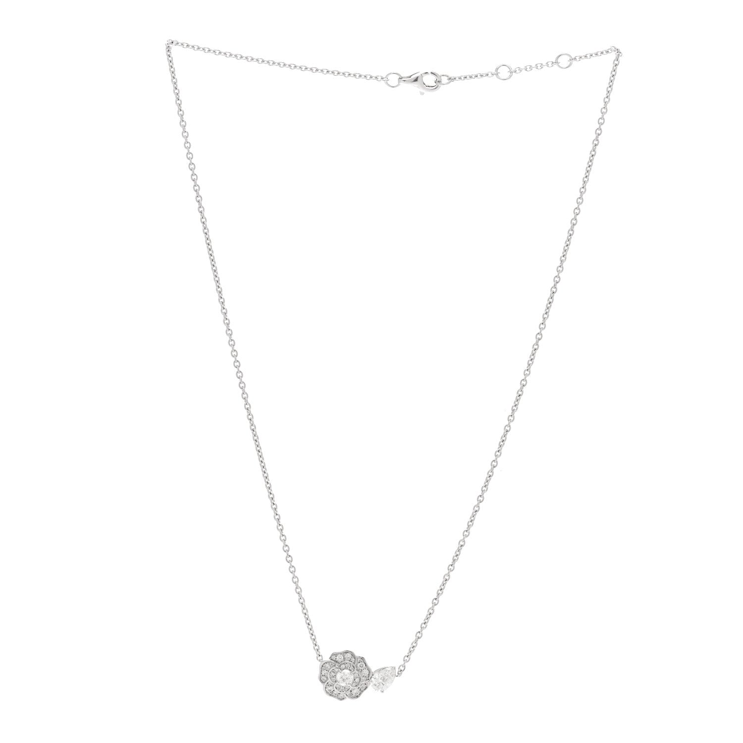 Chanel 18K White Gold Diamond Camelia Precieux Necklace 3 of 6