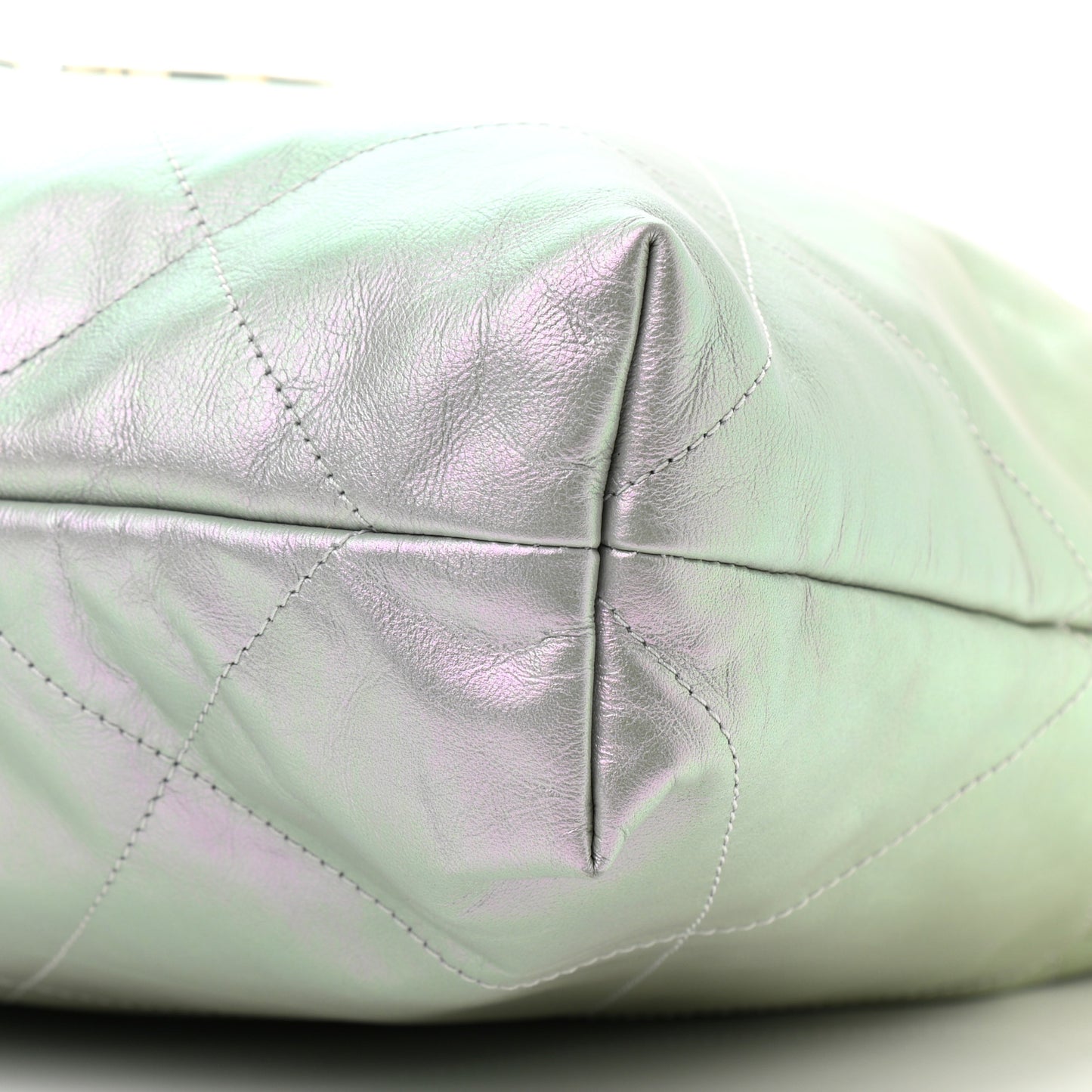 Iridescent Calfskin Quilted Chanel 22 Blue Green
