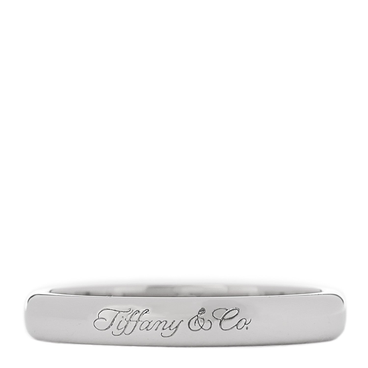 Tiffany Platinum 3mm Logo Band Ring 54 7 1 of 5