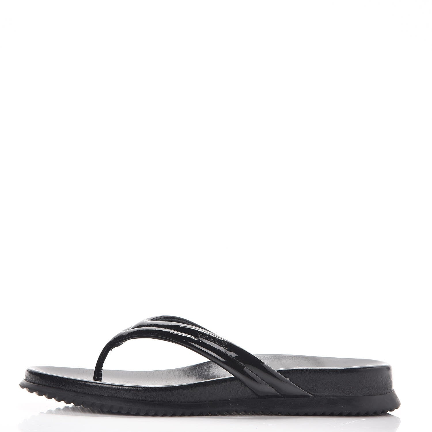 Prada Vernice Soft Thong Sandals 36 Black 1 of 15