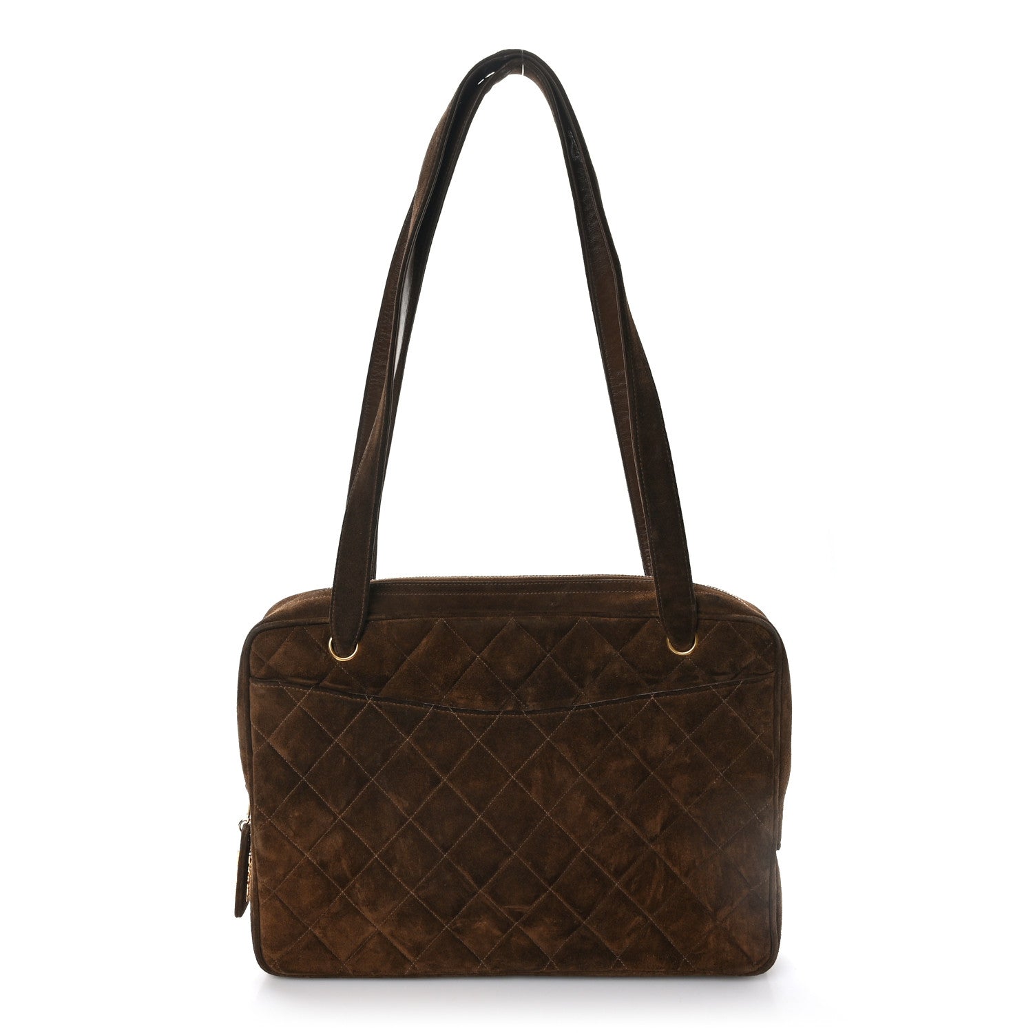 Chanel Suede Quilted Shoulder Bag Brown 1 of 10