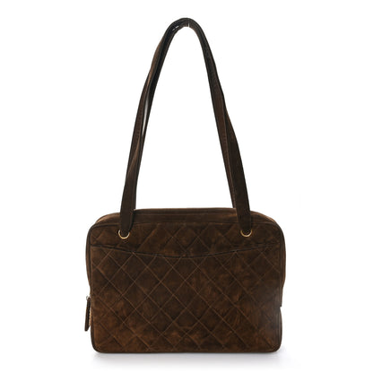 Chanel Suede Quilted Shoulder Bag Brown 1 of 10