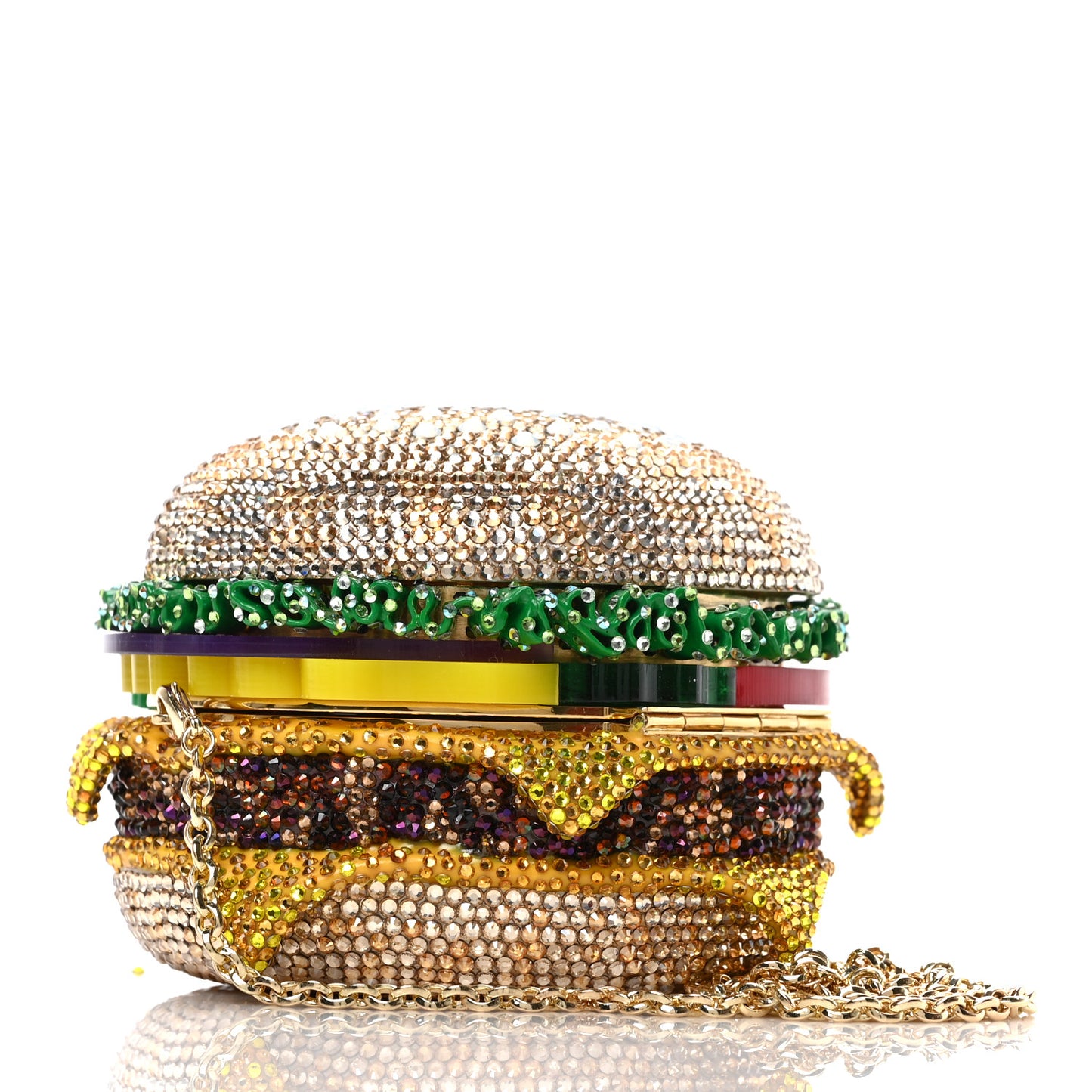 Crystal Cheeseburger Minaudiere Clutch Multicolor