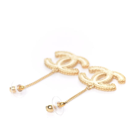 Chanel CC Drop Earrings Matte Gold 4 of 4