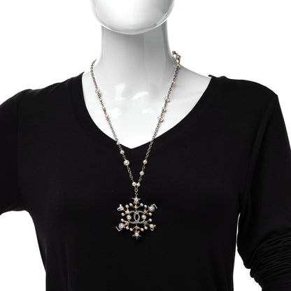 Chanel Crystal Pearl Hearts CC Pendant Necklace Gold 2 of 6