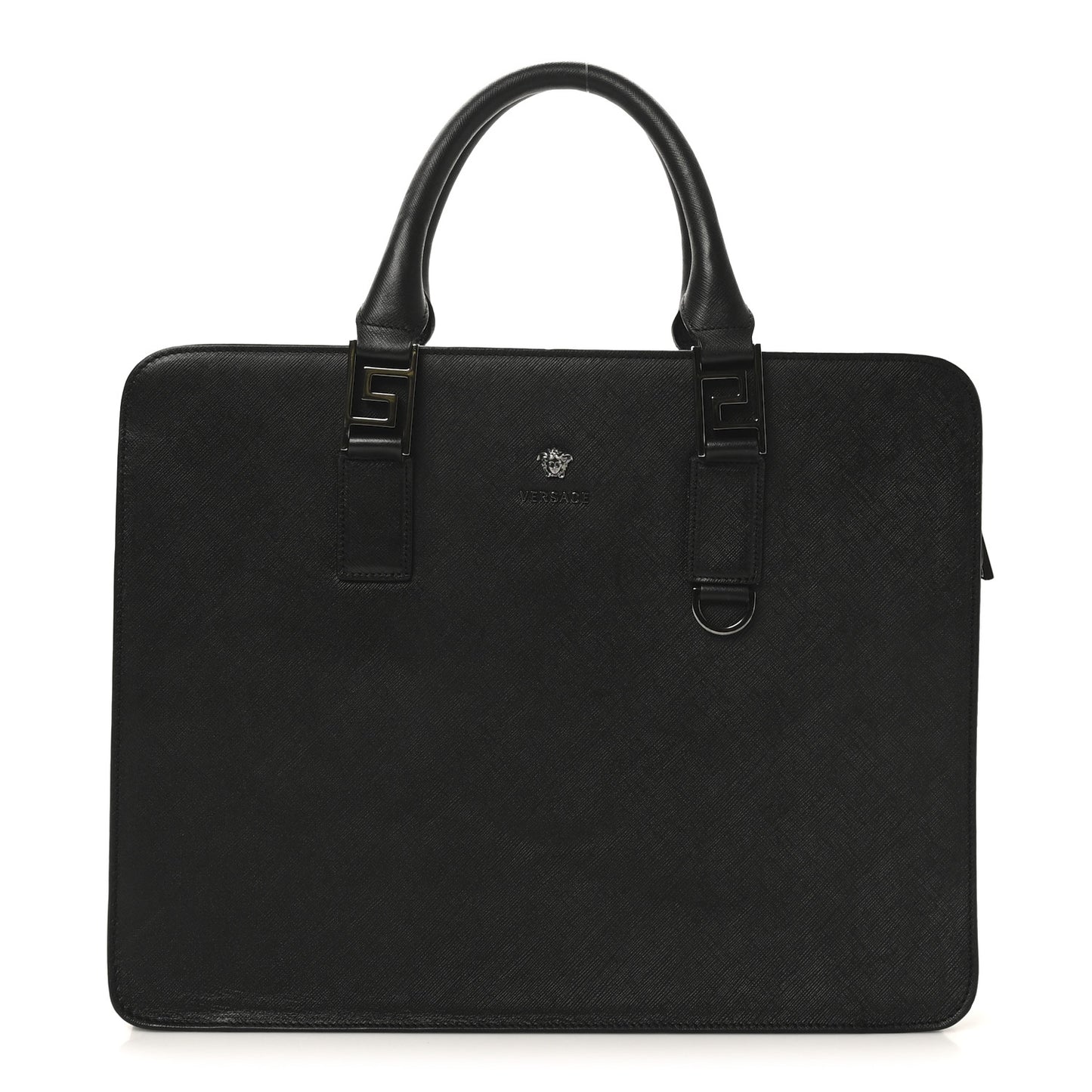 Saffiano Medusa Top Handle Briefcase Black