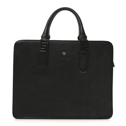 Versace Saffiano Medusa Top Handle Briefcase Black 1 of 9