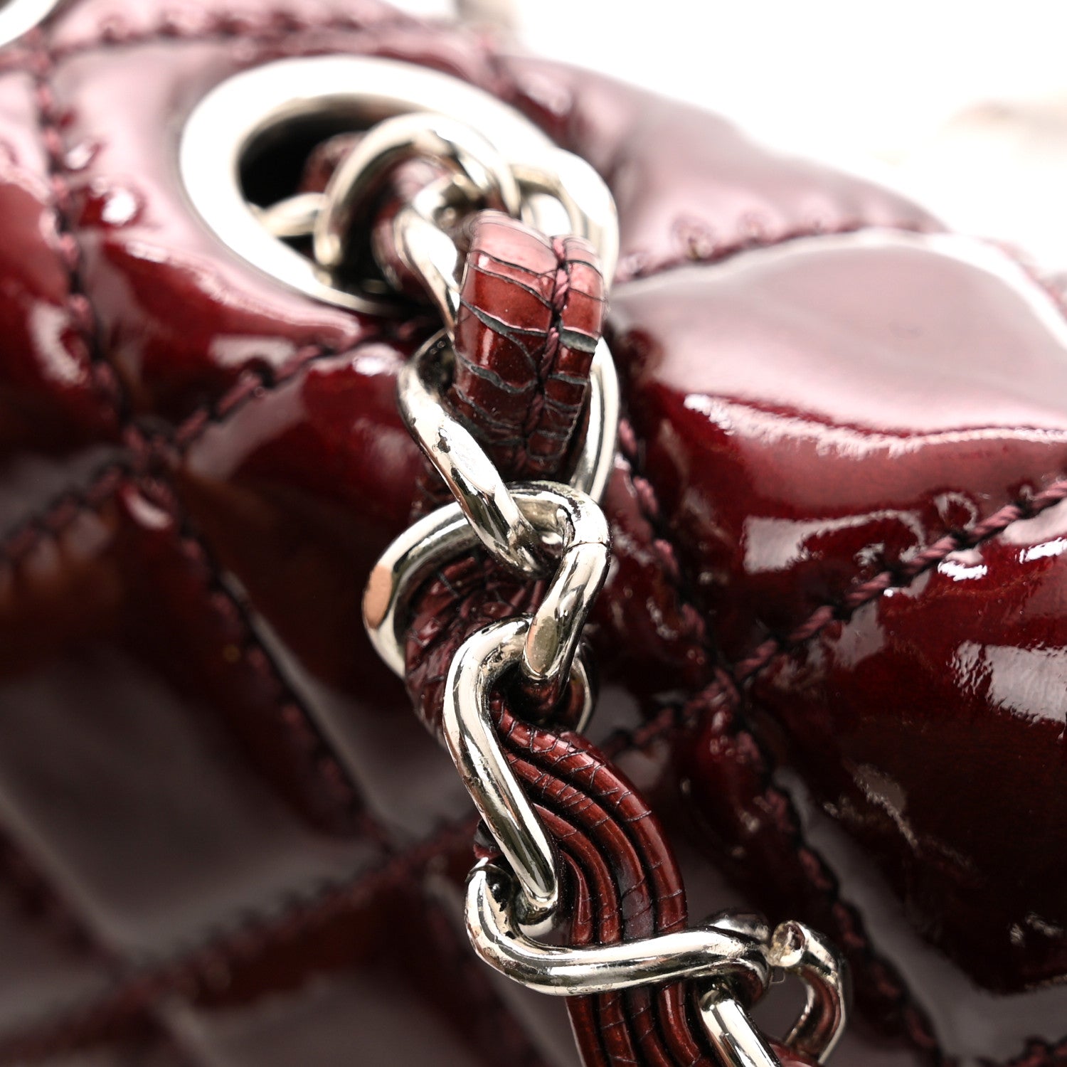 Chanel Crinkled Patent Quilted East West Flap Burgundy 1407459