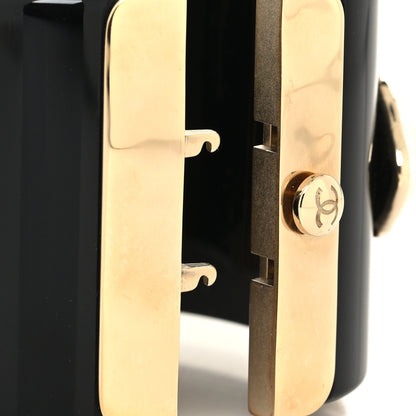 Chanel Resin Pearl Enamel CC Cuff Bracelet Black Pearly White Gold 4 of 6