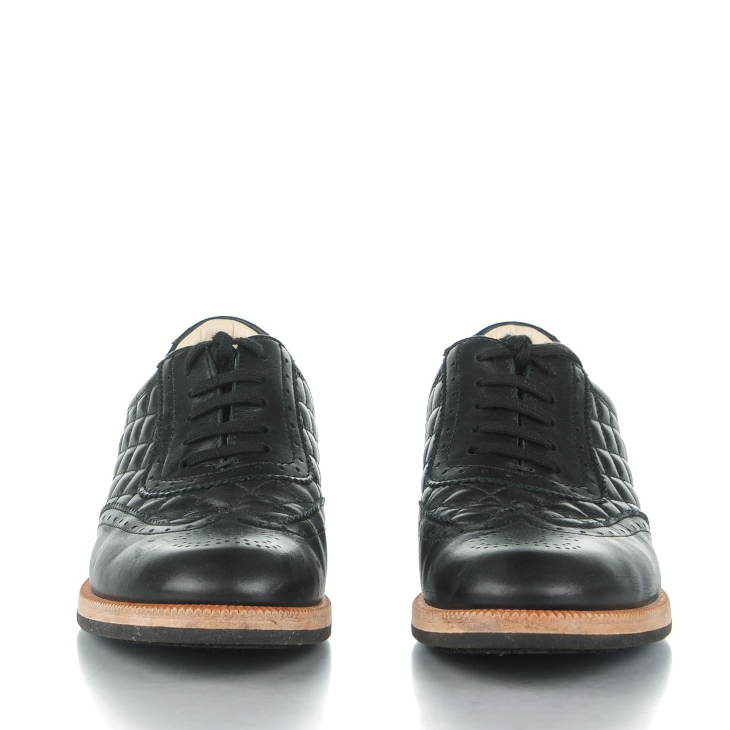 Lambskin Quilted CC Lace Up Oxfords 37.5 Black