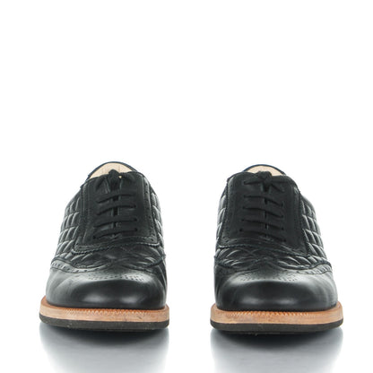 Chanel Lambskin Quilted CC Lace Up Oxfords 37.5 Black 2 of 7