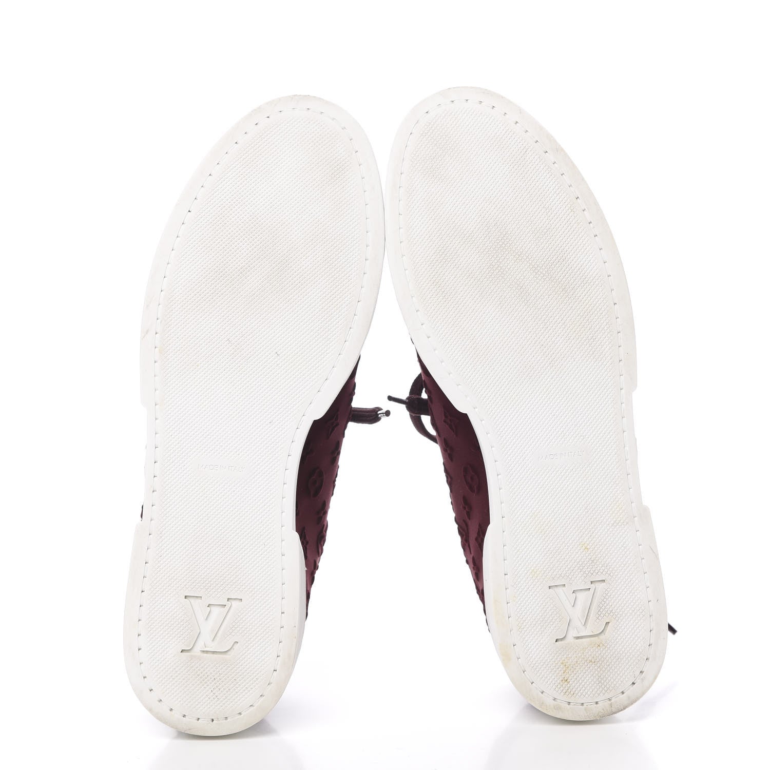 Louis Vuitton Neoprene Suede Embossed Monogram Stellar Low Top Sneakers 35.5 Burgundy 6 of 10