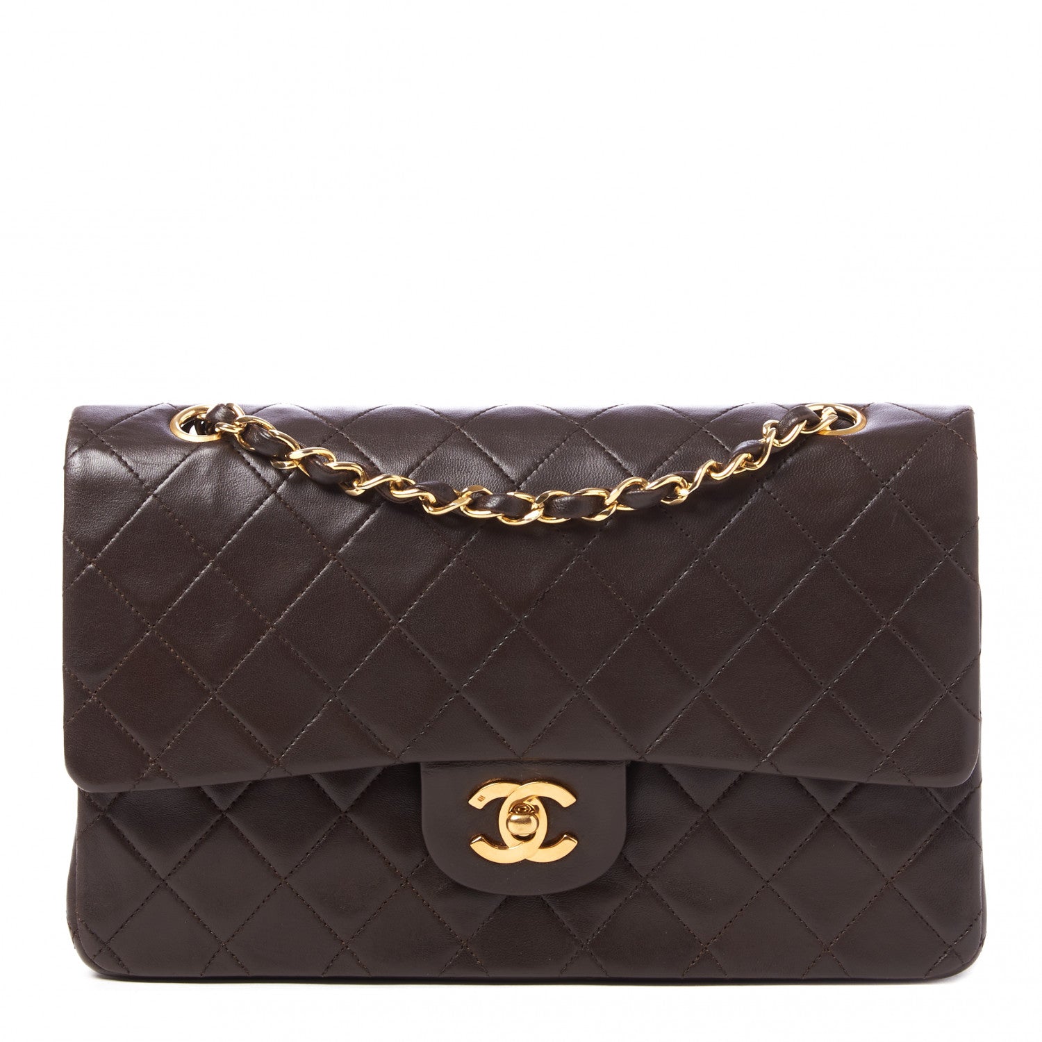 Chanel Lambskin Quilted Medium Double Flap Dark Brown 1 of 9