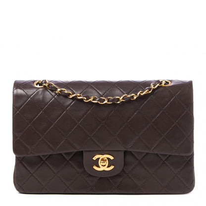 Chanel Lambskin Quilted Medium Double Flap Dark Brown 1 of 9