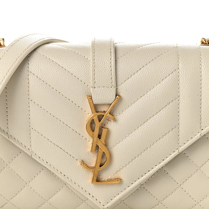 Saint Laurent Grain De Poudre Textured Mixed Matelasse Triquilt Small Monogram Satchel Crema Soft 7 of 10