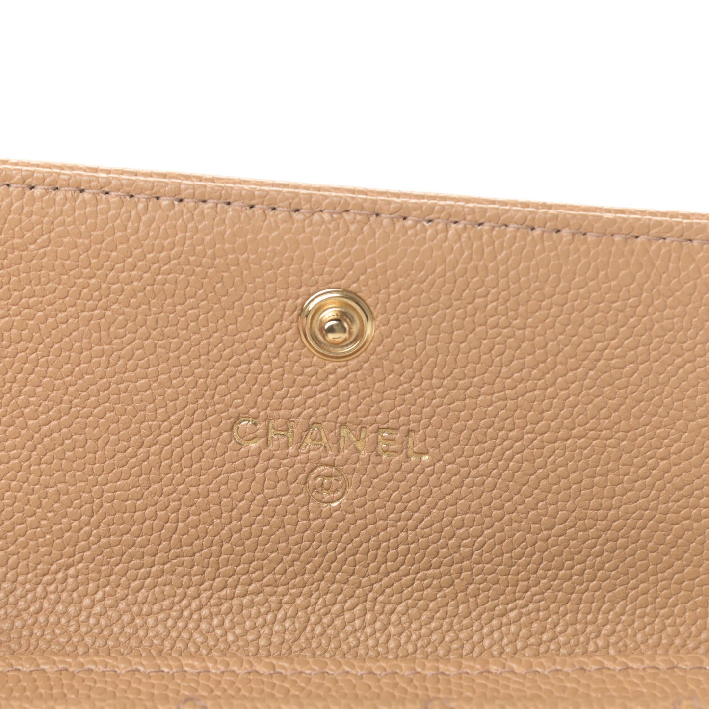 Caviar Quilted Boy Card Holder Wallet Beige Clair