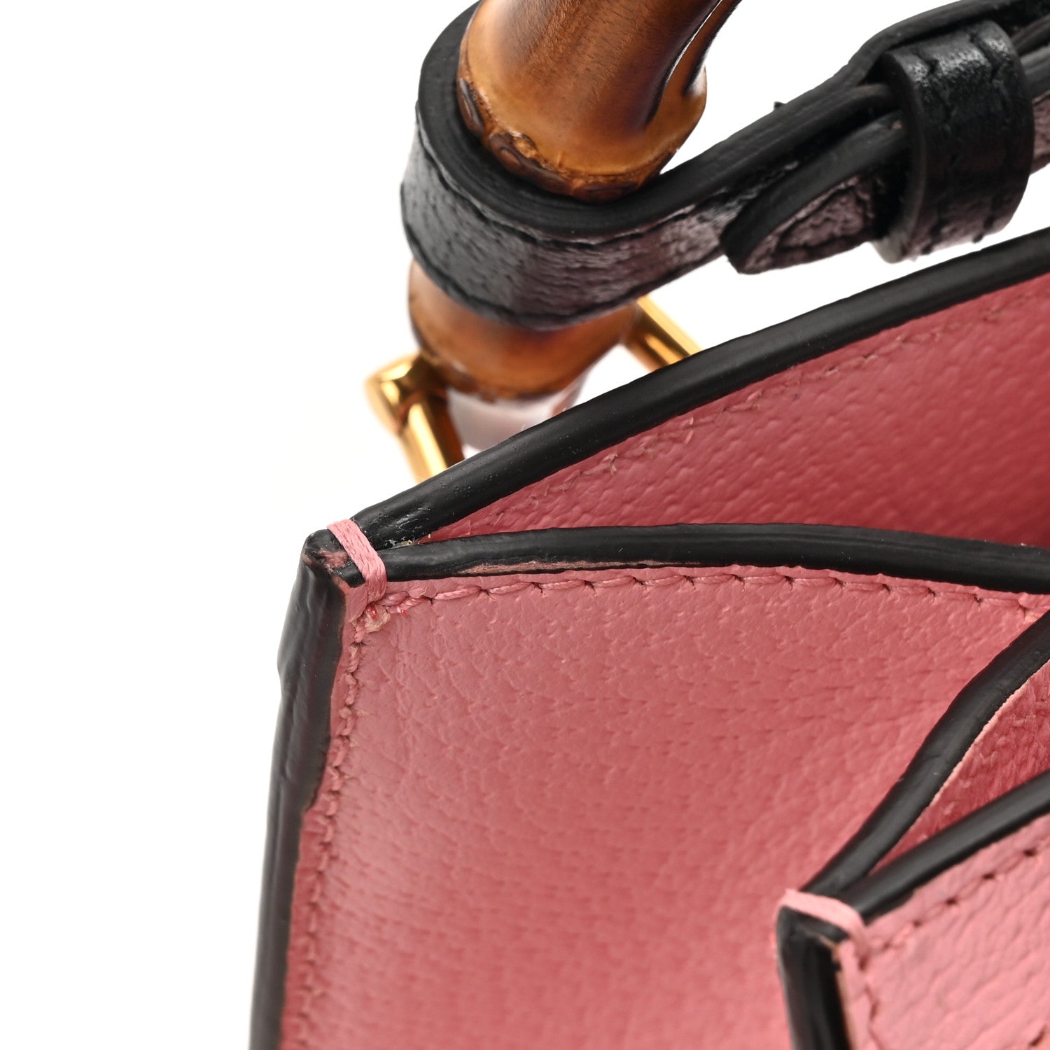 Gucci Textured Dollar Calfskin Web Mini Diana Tote Bag Wild Rose Black 14 of 19