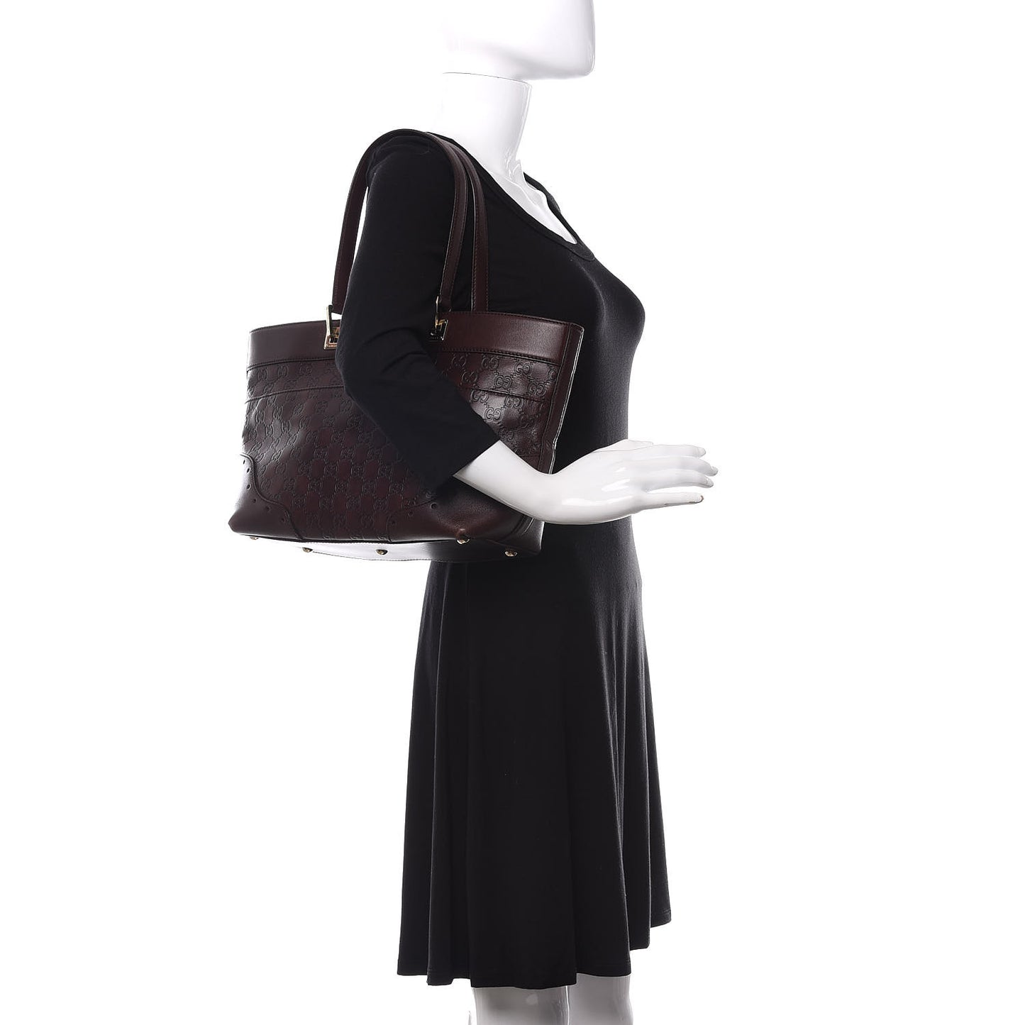 Guccissima Large Punch Tote Chocolate Brown