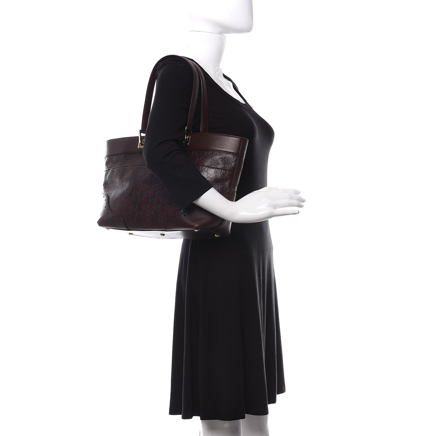 Gucci Guccissima Large Punch Tote Chocolate Brown 2 of 11
