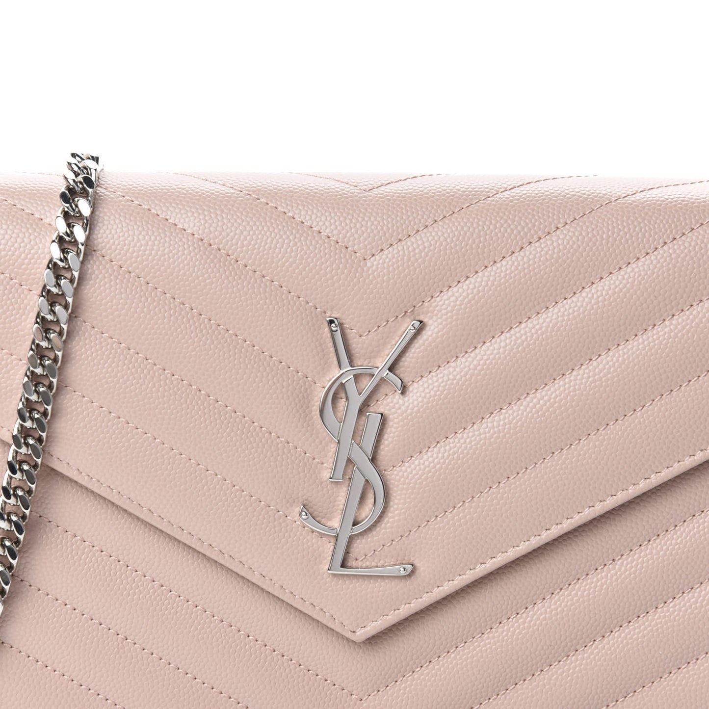 Grain De Poudre Matelasse Chevron Monogram Chain Wallet Pale Pink