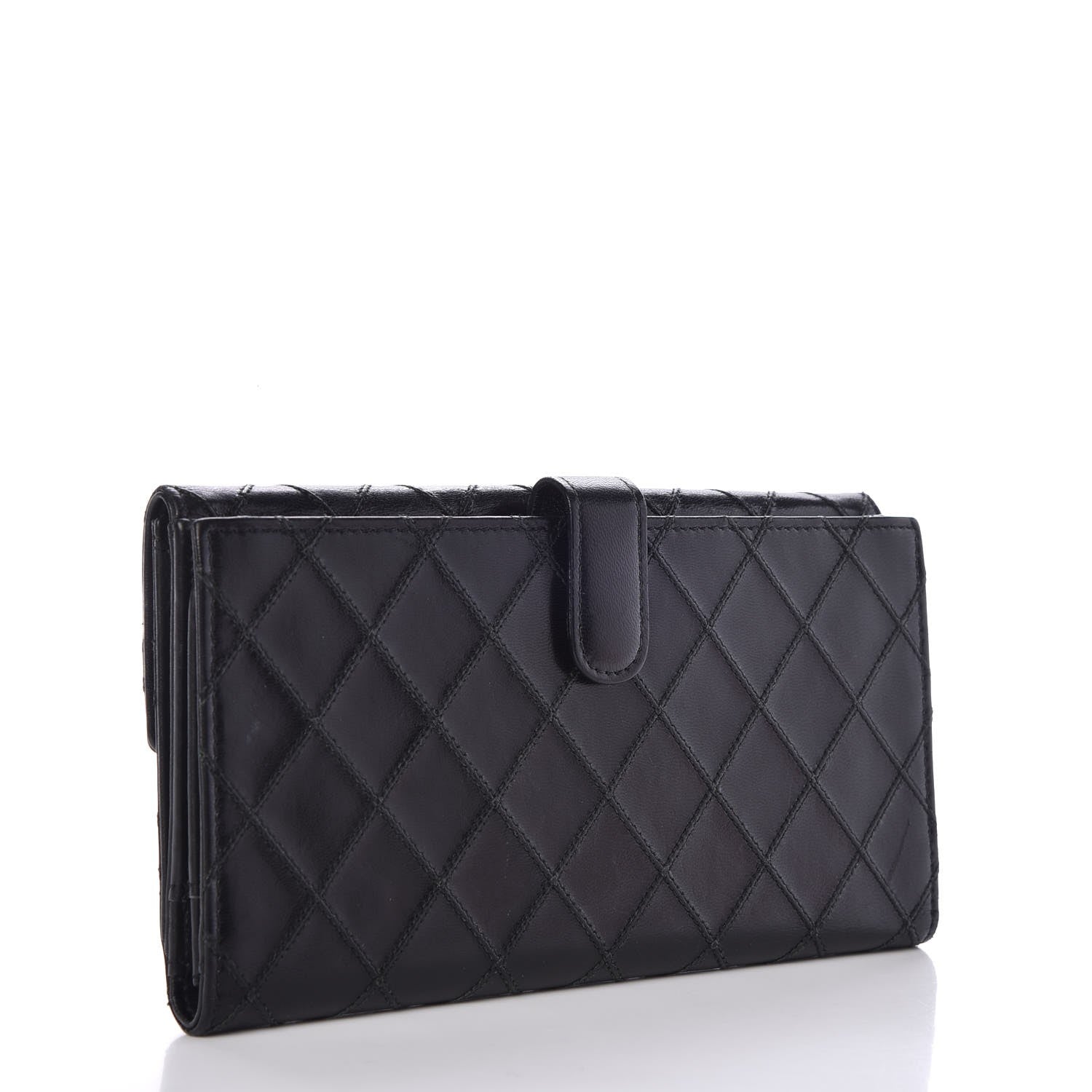 Chanel Lambskin Diamond Stitched Flap Wallet Black 3 of 8