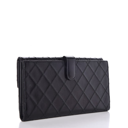 Chanel Lambskin Diamond Stitched Flap Wallet Black 3 of 8