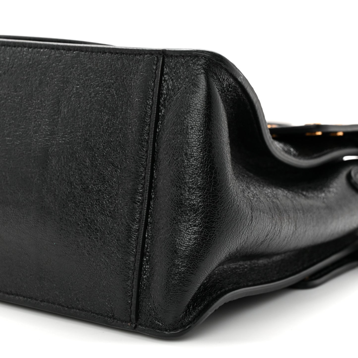 Agnello Old Shine Vitello Go Rain Small Flip Tote Black Marrone
