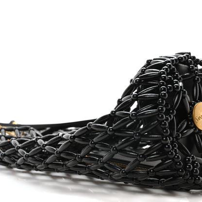 Saint Laurent Wood Beaded Hobo Bag Black 8 of 9