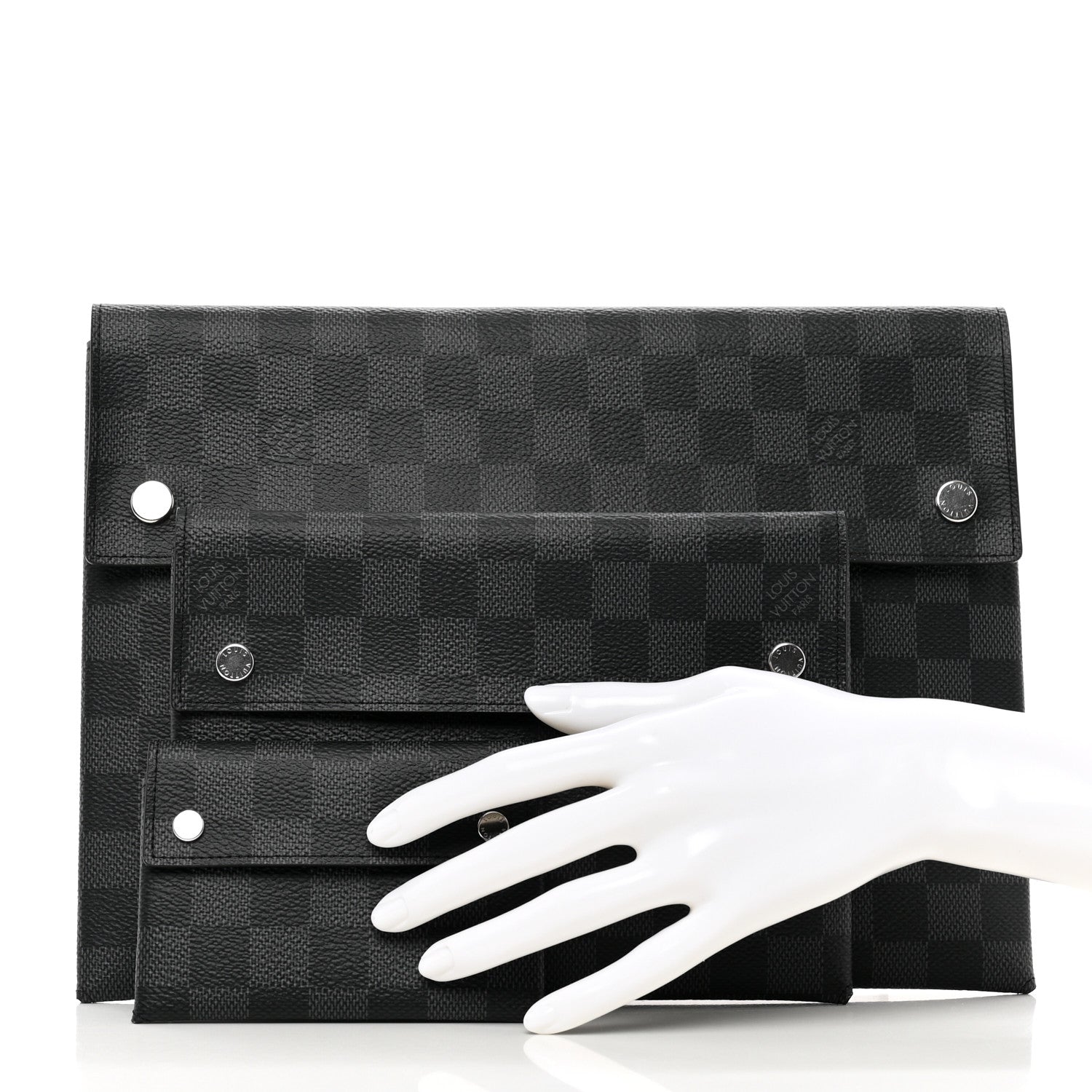Louis Vuitton Damier Graphite Alpha Triple Pochette 2 of 10