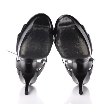 Saint Laurent Calfskin Tribute 75 Platform Sandals 38.5 Black 5 of 11