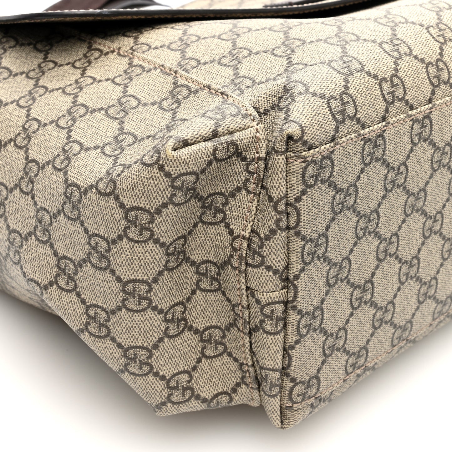 GG Supreme Monogram Selleria Calfskin Messenger Diaper Bag Beige Ebony Cocoa Dark Chocolate