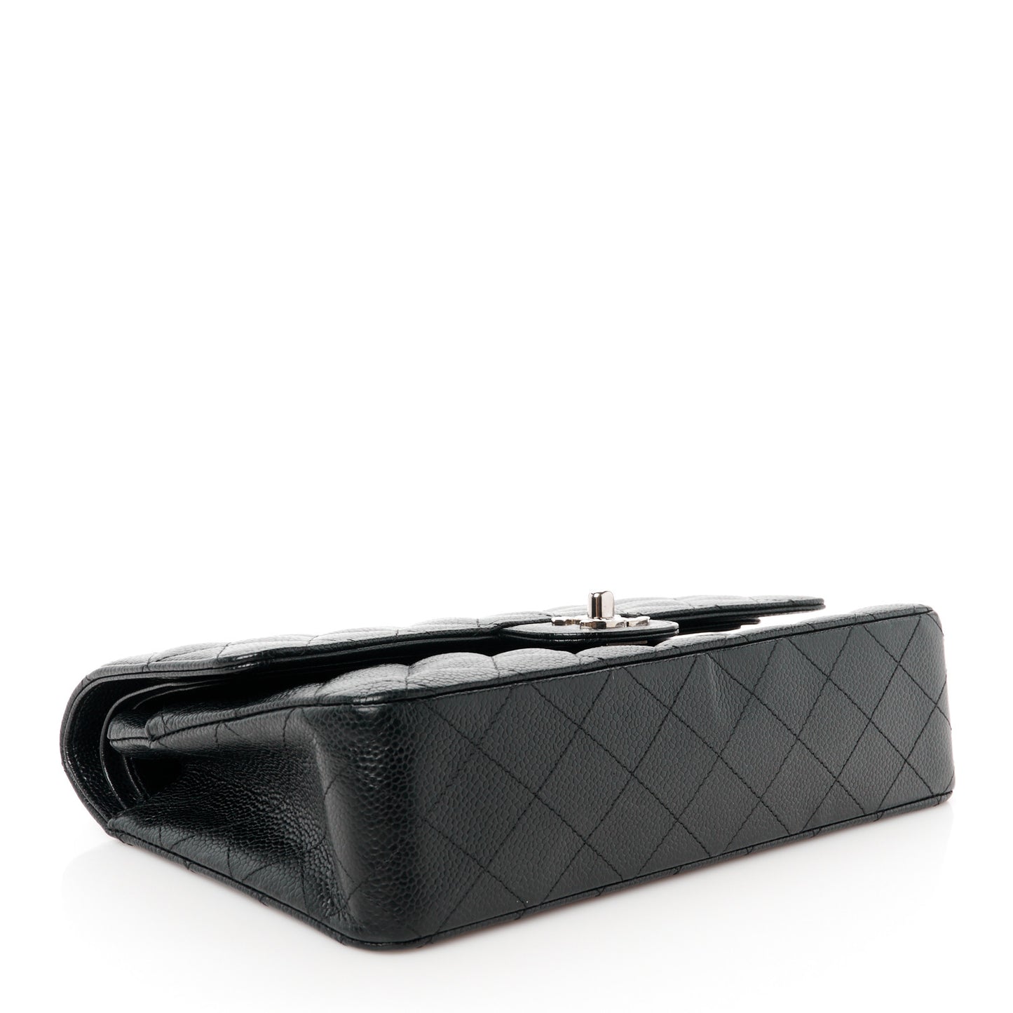 Caviar Quilted Medium Double Flap Black