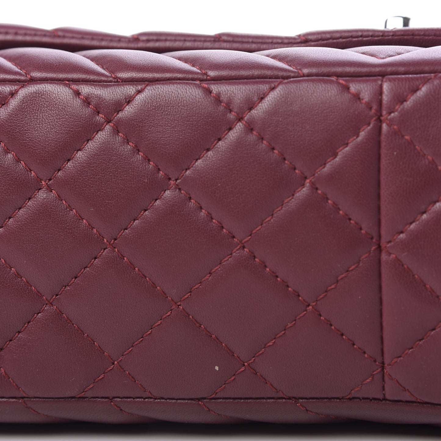 Lambskin Chevron Quilted Large Surpique Flap Dark Red