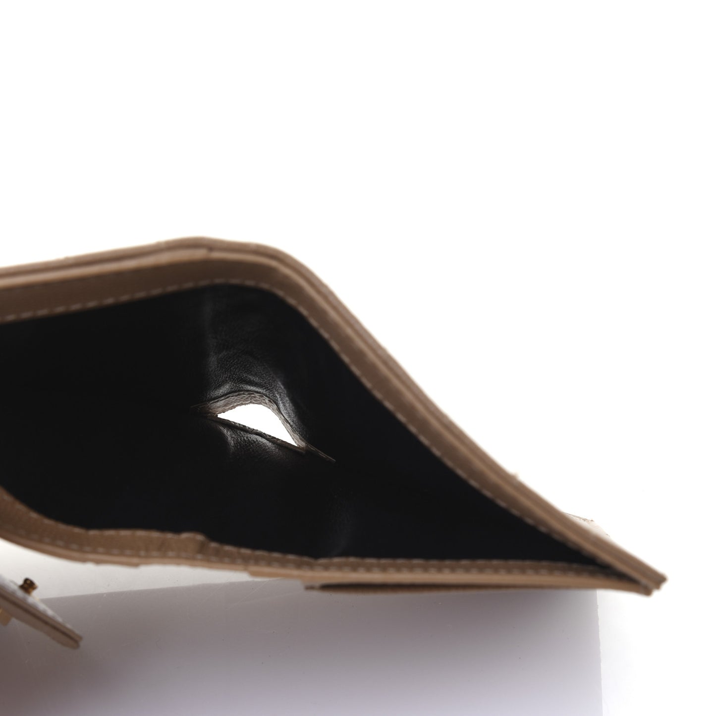 Grain De Poudre Matelasse Chevron Monogram Compact Tri Fold Wallet Light Taupe