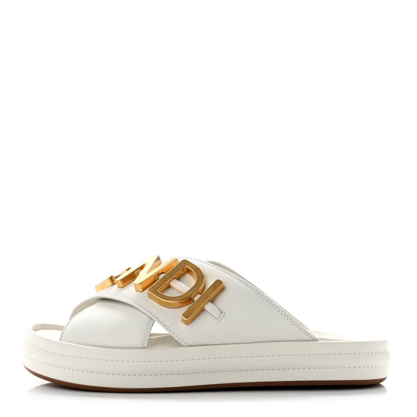 Vitello Womens Fendigraphy Slide Sandals 37 White Ice