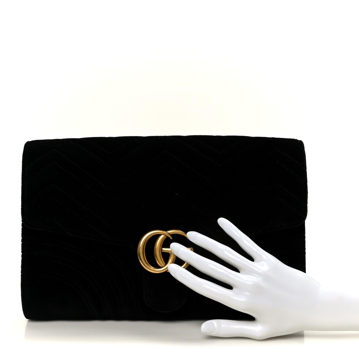 Gucci Velvet Matelasse GG Marmont Clutch Black 2 of 8
