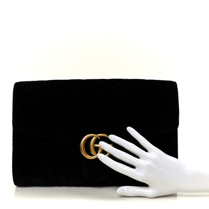 Gucci Velvet Matelasse GG Marmont Clutch Black 2 of 8