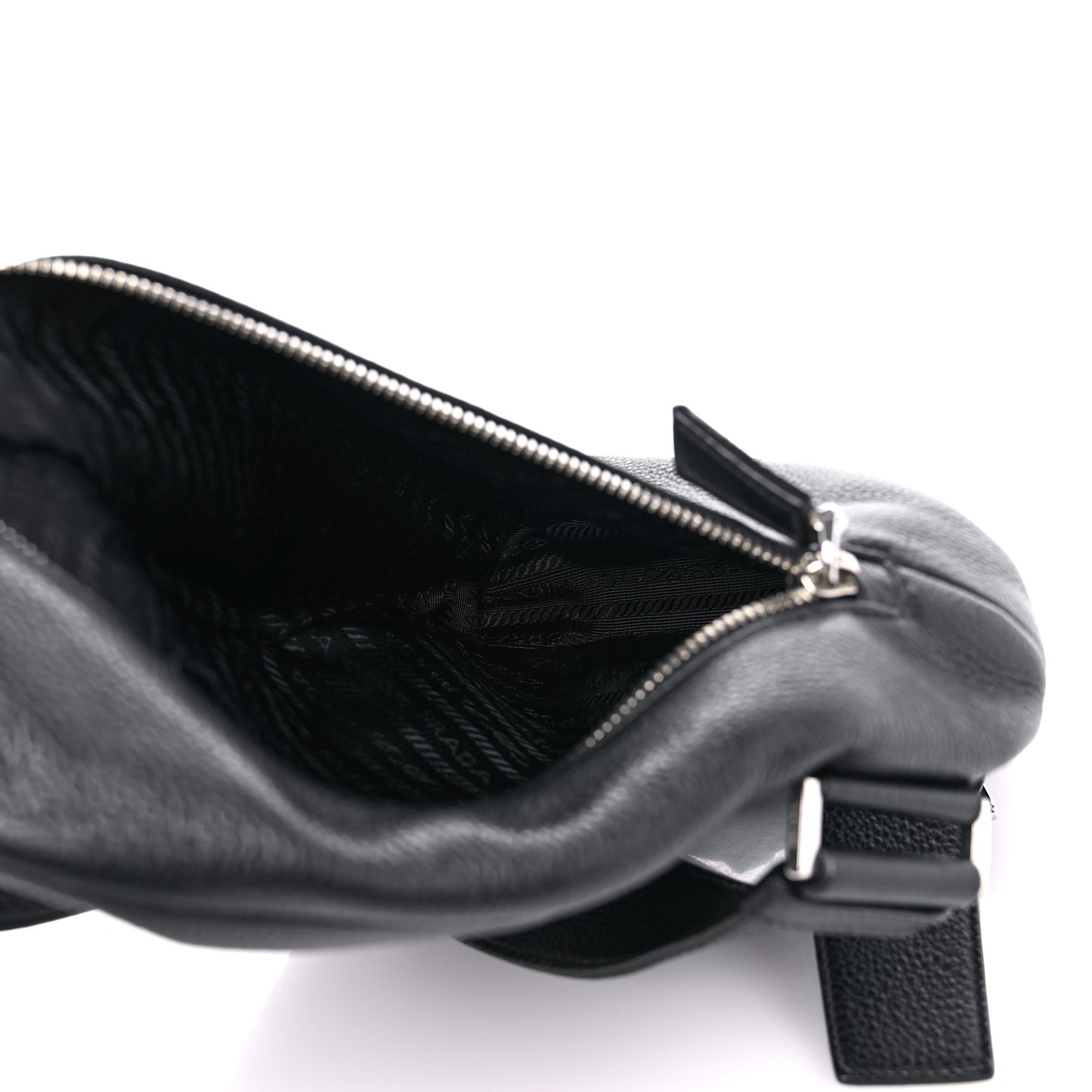 Vitello Daino Logo Embossed Cross Sling Backpack Black