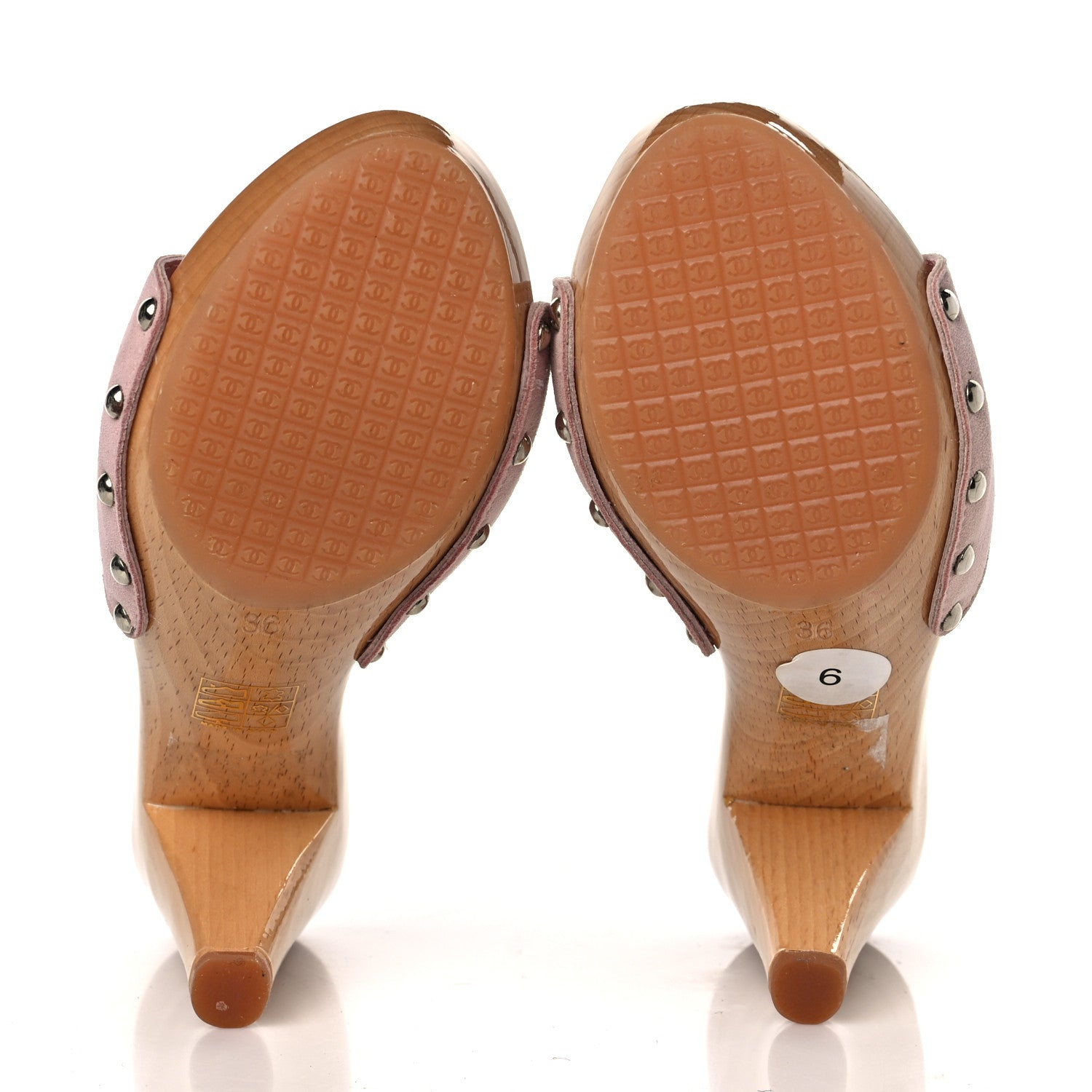 Chanel Suede CC Buckle Clogs 36 Pink 5 of 8