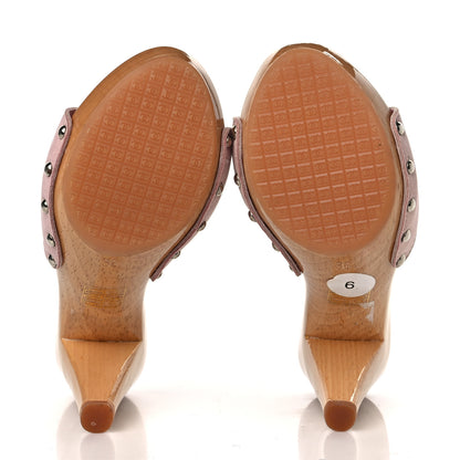 Chanel Suede CC Buckle Clogs 36 Pink 5 of 8
