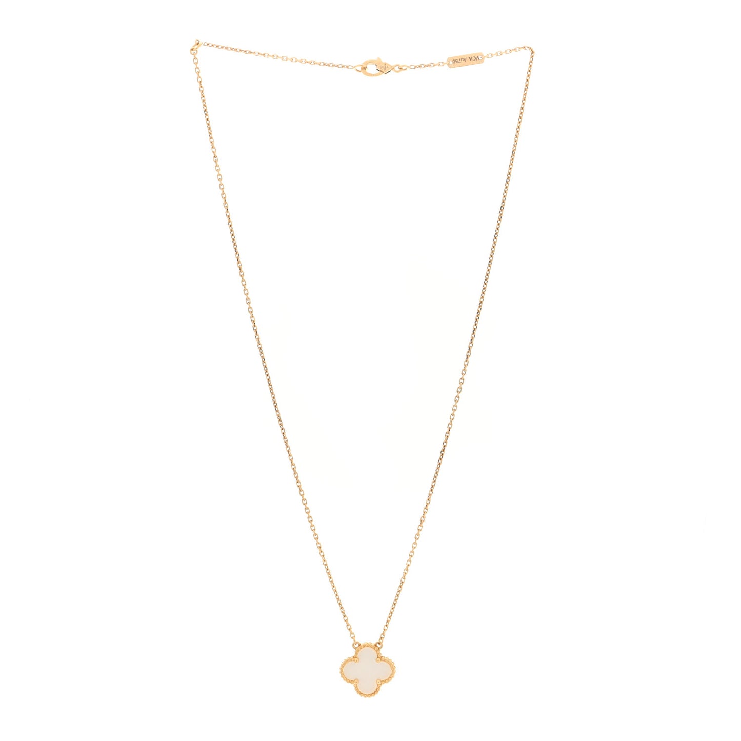 18K Yellow Gold Mother of Pearl Vintage Alhambra Pendant Necklace