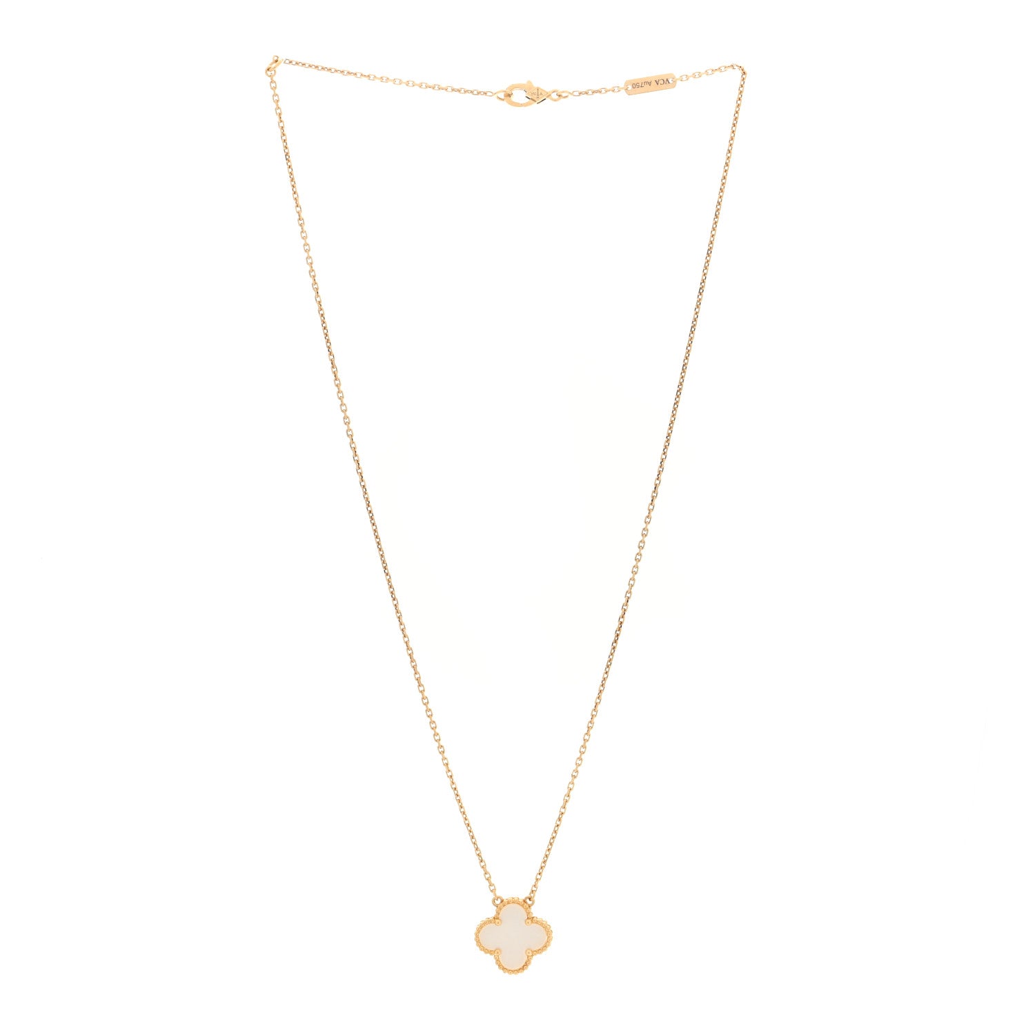 Van Cleef & Arpels 18K Yellow Gold Mother of Pearl Vintage Alhambra Pendant Necklace 3 of 5