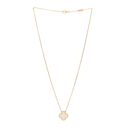 Van Cleef & Arpels 18K Yellow Gold Mother of Pearl Vintage Alhambra Pendant Necklace 3 of 5
