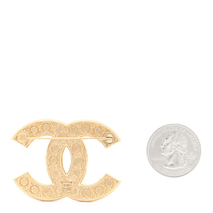 Chanel Metal Crystal Graduated Pearl CC Brooch Gold 2 of 5