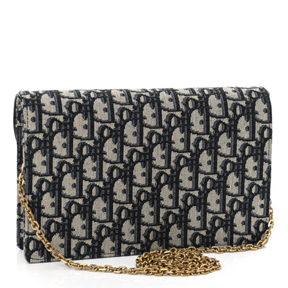 Christian Dior Oblique Saddle Chain Pouch Blue 3 of 12