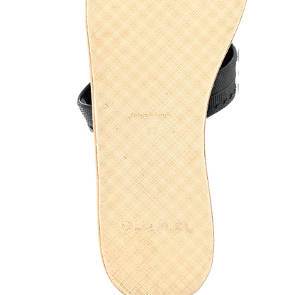Chanel Rubber Striped Thong Sandals 37 Black White 7 of 9