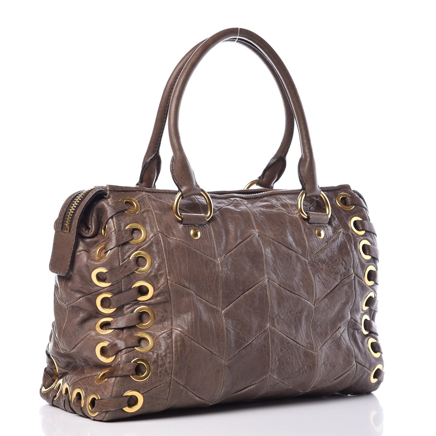 Nappa Chevron Grommet Tote