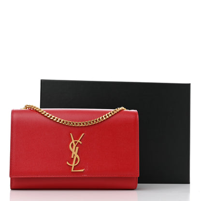 Saint Laurent Grain De Poudre Medium Monogram Kate Satchel Red 14 of 14