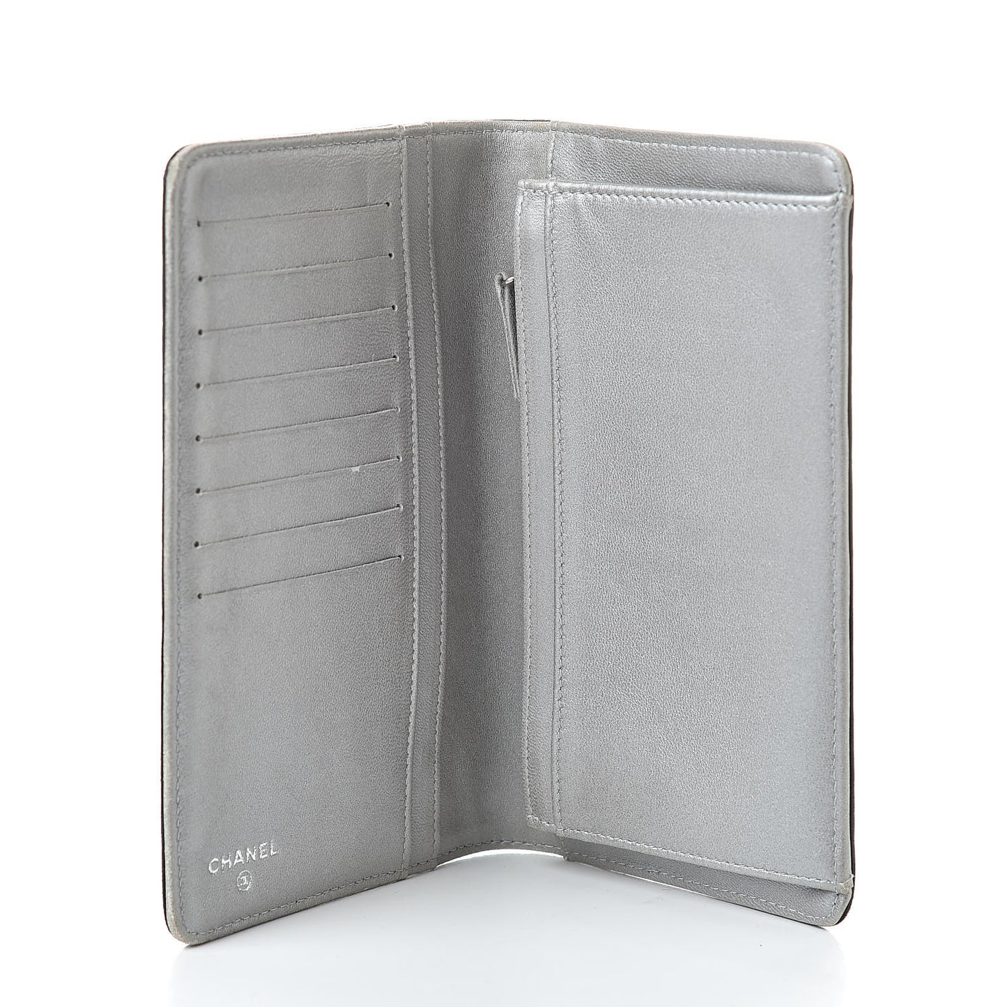 Lambskin Camellia Embossed Yen Wallet Black