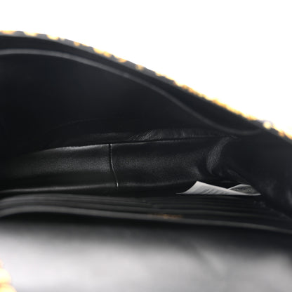 Versace Silk Barocco Printed Quilted Virtus V Chain Flap Shoulder Bag Black Gold 5 of 9